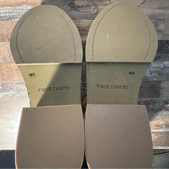 NWOT Vince Camuto Tan Platform Heeled Boots Chain Detail Women Size 8 - Picture 7 of 7